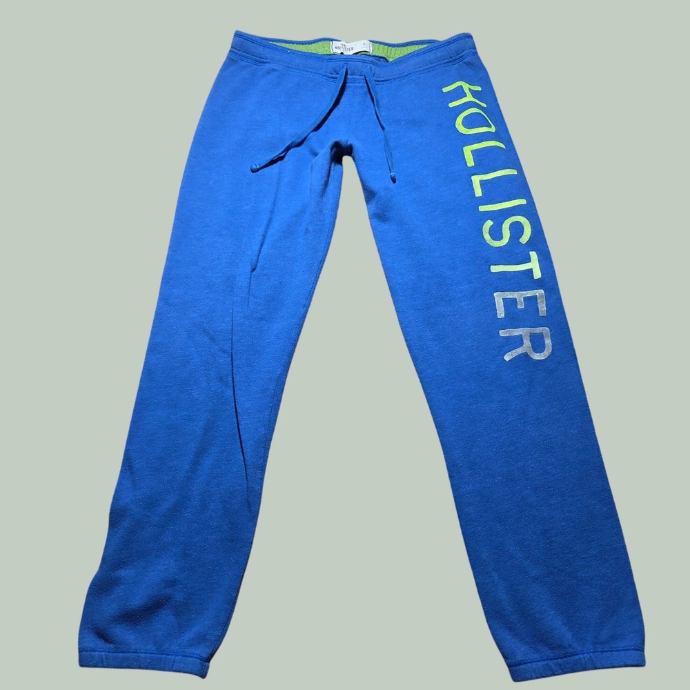 Hollister California Blue Sweatpants Y2K Logo Joggers Womens Small Blue Green
